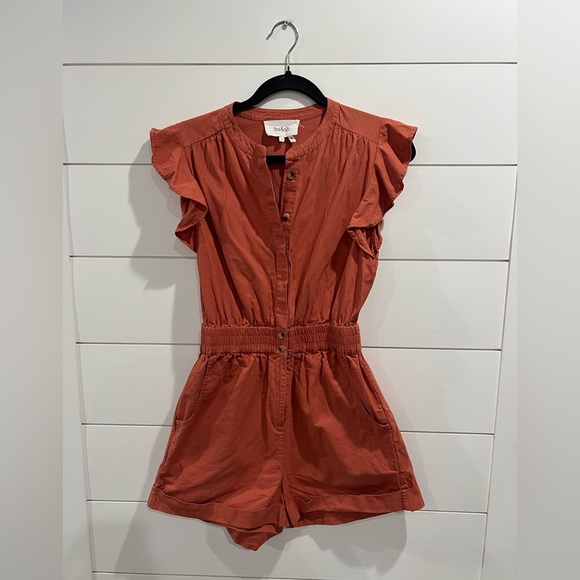 Ba&sh coral Cecile ruffle sleeve  romper - Picture 4 of 7